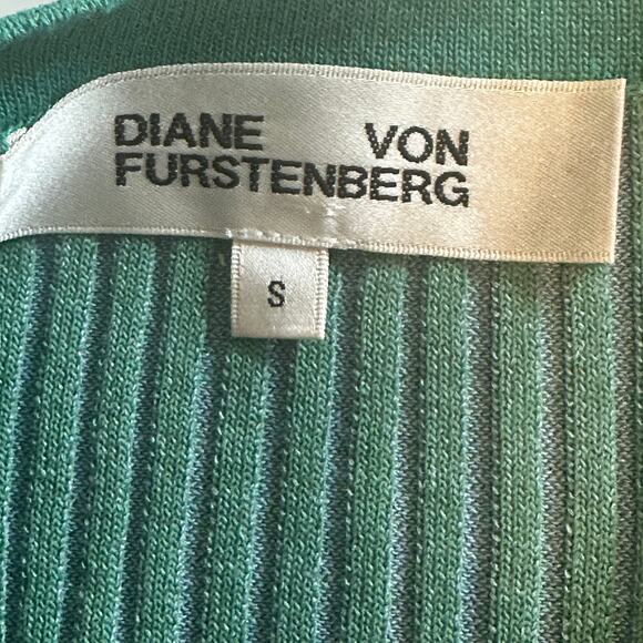 Diane von Furstenberg Lyric Wrap Sweater Womens Small Stripe Cloud Turquoise - Picture 7 of 11